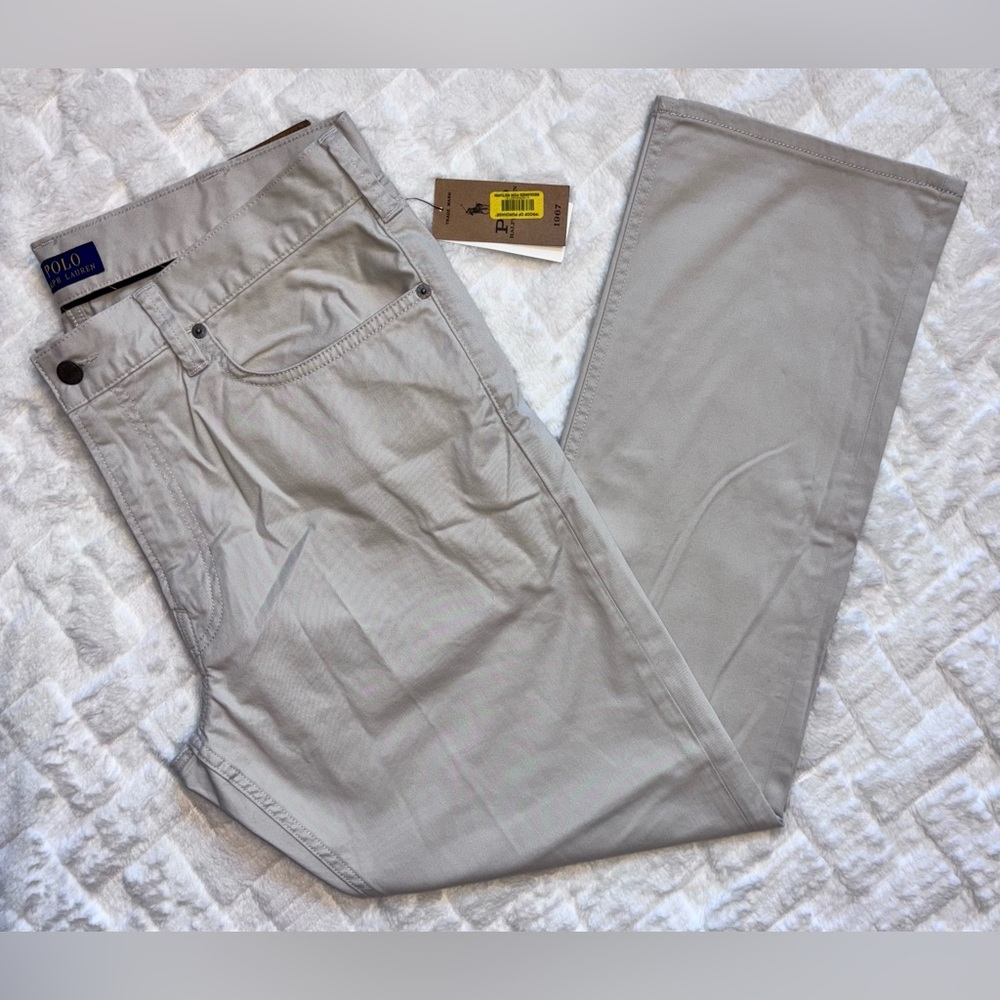 Polo Ralph Lauren Surplus Khaki Varick Slim Fit Sateen Stretch Pants 36W NWT - Picture 6 of 9